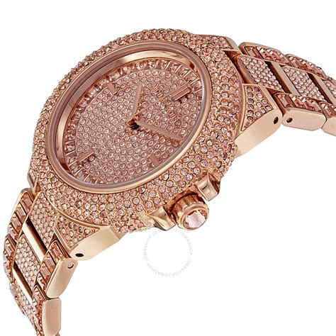 michael kors rose gold crystal encrusted watch|rose gold watch with numbers.